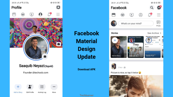 Facebook testing android app update inspired by material design