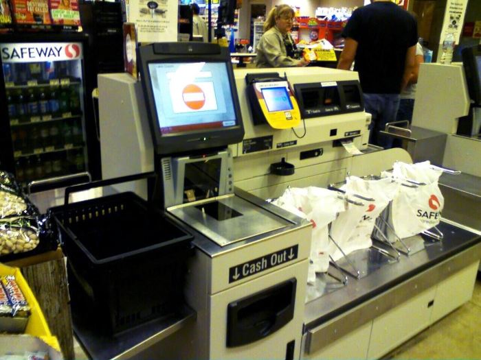 Panasonic self checkout scan and bag items